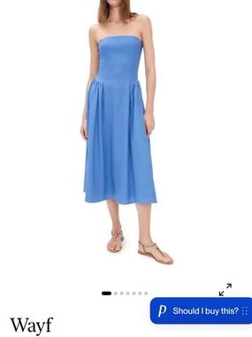 Wayf Strapless Midi Dress in Periwinkle Blue